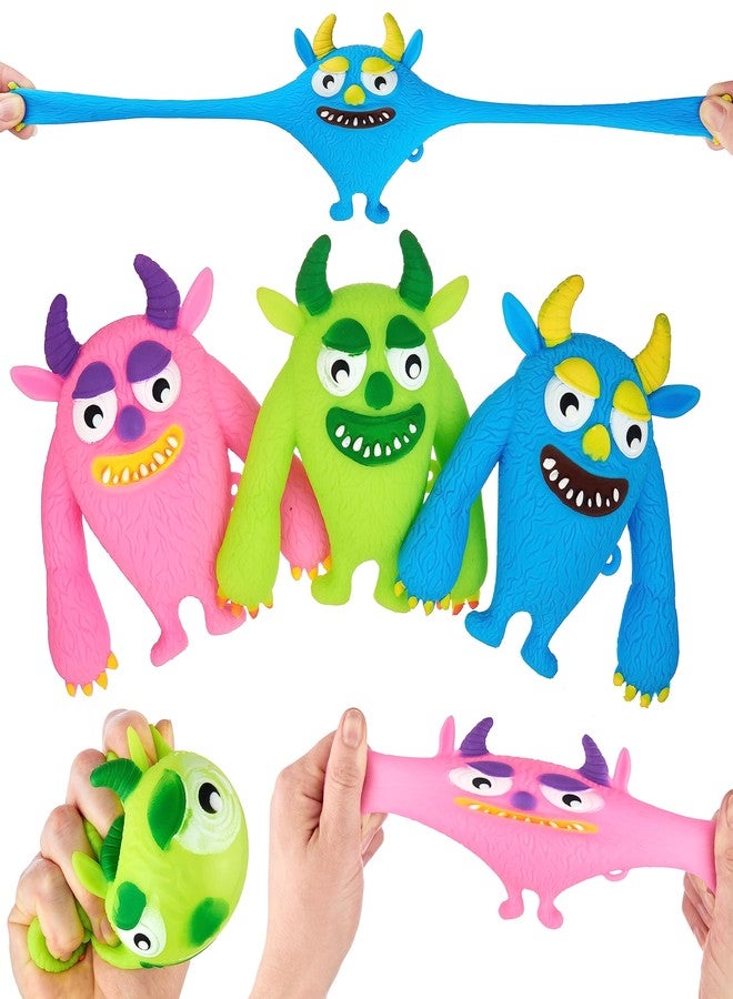 Expressions 3pc Monster Squishy Fidget Toys - Stretch, Squeeze & Squish Stress Relief Toys, Action Figures for Boys, Valentine's & Easter Gifts for Kids - Image 1